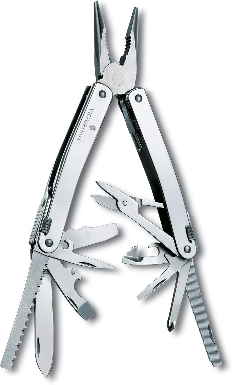 Victorinox Swiss Tool Spirit X Swiss Army Knife, 24 Function Swiss Made Multi-Tool with Needle-Nose Pliers, Wire Cutters and Large Blade - Silver