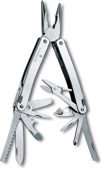 Victorinox Swiss Tool Spirit X Swiss Army Knife, 24 Function Swiss Made Multi-Tool with Needle-Nose Pliers, Wire Cutters and Large Blade - Silver