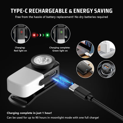 OOWOLF LED Flashlight Rechargeable Super Bright, EDC Flashlight with Flood, Red Light, Waterproof Pocket Light, Easy to Magnetic Attach and Clip-on for Hiking, Working and Daily Use, Camping Emergency