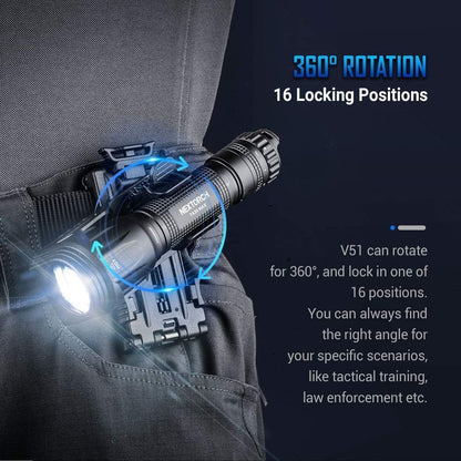 Nextorch V5 Tactical Flashlight Holster with Lever Side Lock System Only for 1"-1.25" Diameter Flashlight (Holster Head Diameter 0.78"-1.18" Bottom Diameter 1.18") (V51)