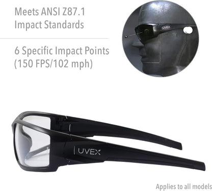 Uvex by Honeywell Hypershock Safety Glasses, Clear Frame with Clear Lens & HydroShield Anti-Fog Coating (S2970HS)