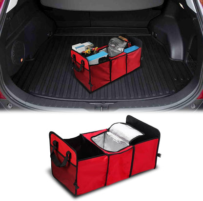 Wedcool Car Trunk Organizer, Auto Storage Bag, Trunk Organizer Storage with Insulation Cooler, Anti-slip Multi Compartments Trunk Storage, Car Interior Accessories Universal for SUV, Truck (Red)