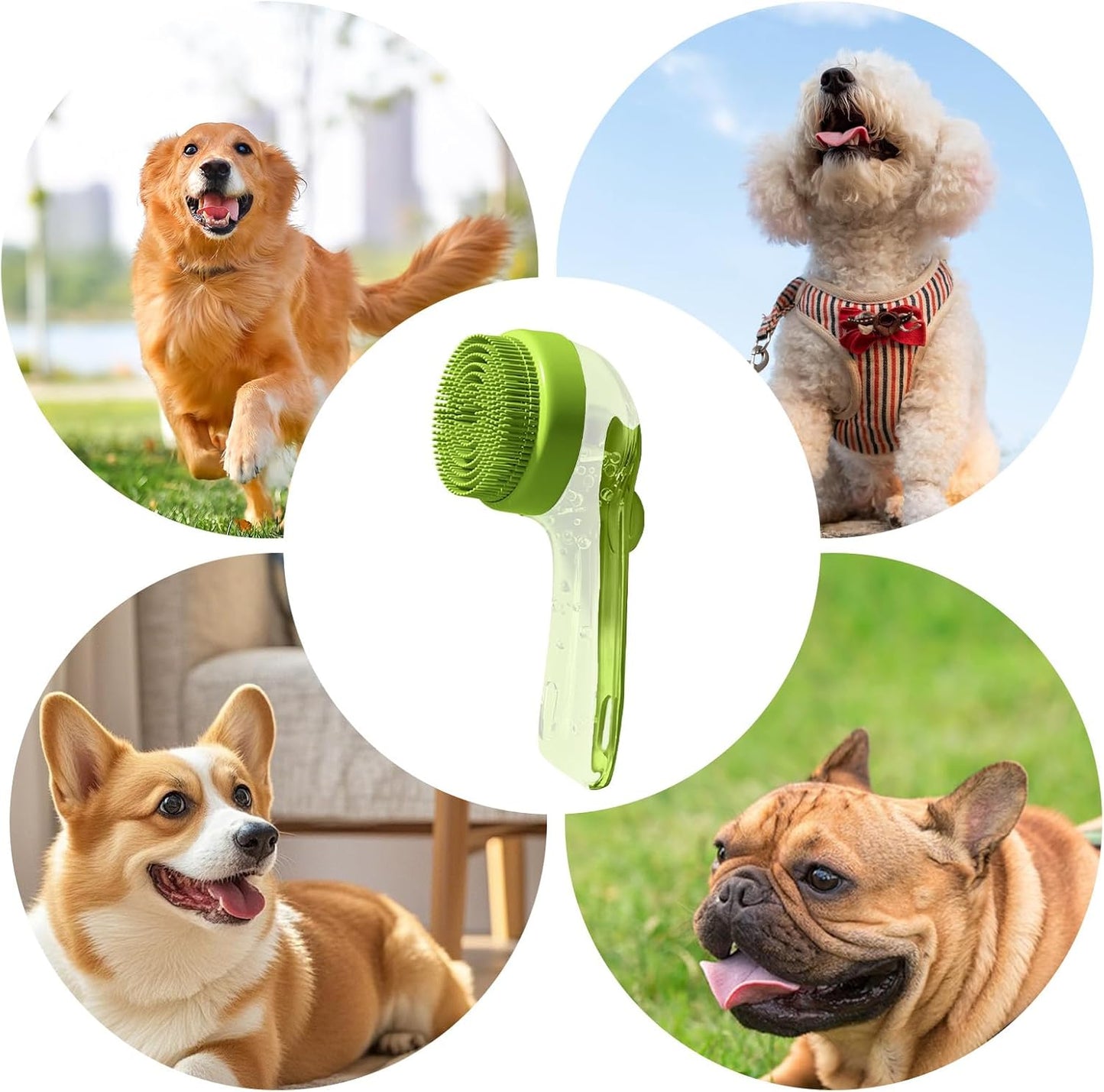 Dog Bath Brush, Soft Slicker Wash Brush Shedding and Grooming 7.48x3.35x1.18 inches, Gentle Scrubber Comb for Flea Dandruff Matting Removal, Hygiene Tool for Bathing and Massage