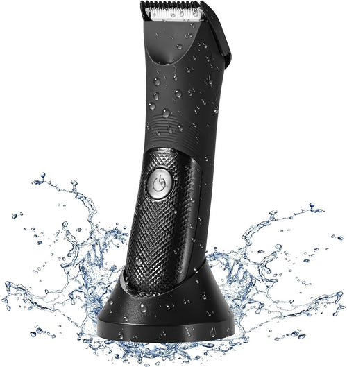 Body Trimmer for Men gift, Electric Groin Hair Trimmer, Pubic Hair Trimmer for Men, Waterproof Wet and Dry Clippers, Hygiene Razor with LED Display, Standing Recharge Dock and Replaceable Blade Heads