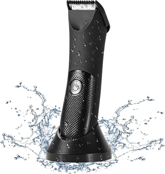 Body Trimmer for Men gift, Electric Groin Hair Trimmer, Pubic Hair Trimmer for Men, Waterproof Wet and Dry Clippers, Hygiene Razor with LED Display, Standing Recharge Dock and Replaceable Blade Heads
