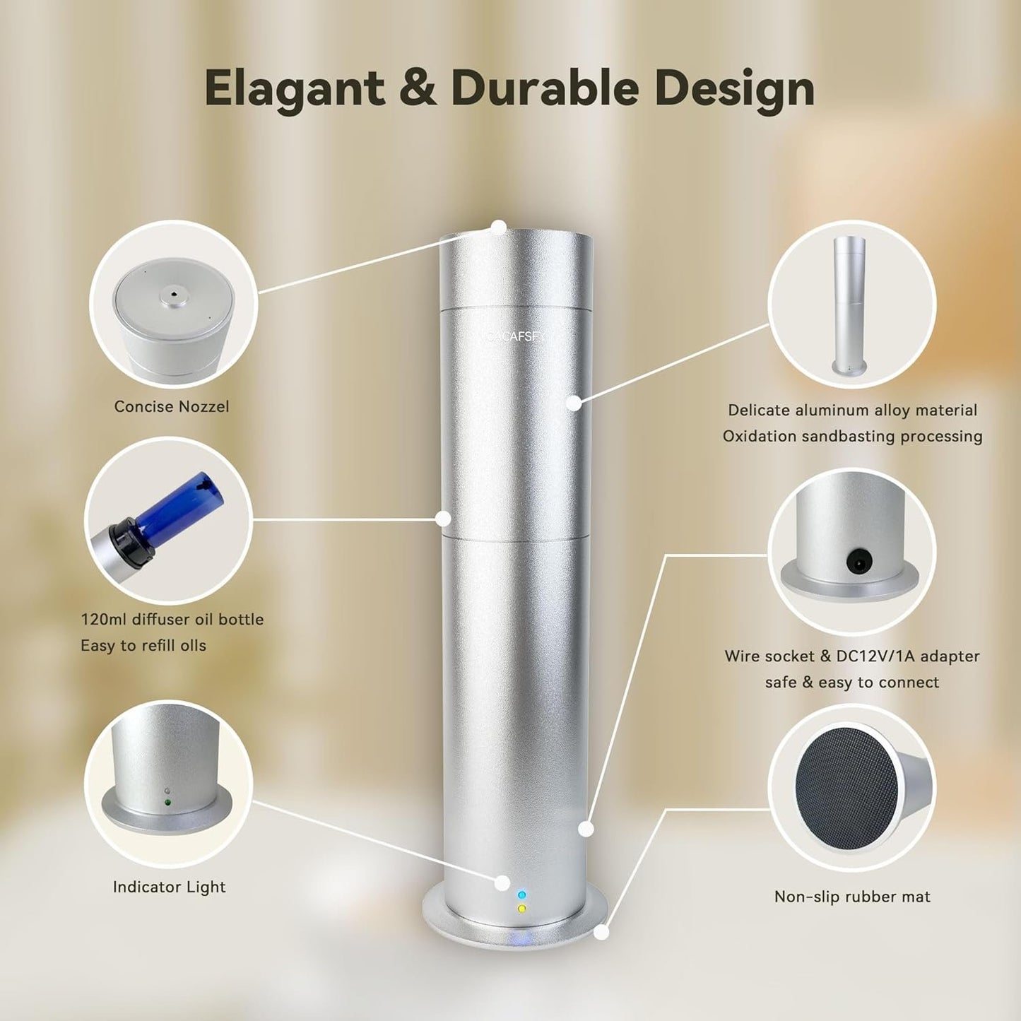 CACAFSFY Diffuser-Waterless Scent Diffuser Machine-Diffusers for Home-Essential Oil Diffusers-Studio Scent Diffuser-Waterless-Large Room-Cold Air-Office Fragrance-Remote Control (Silver)
