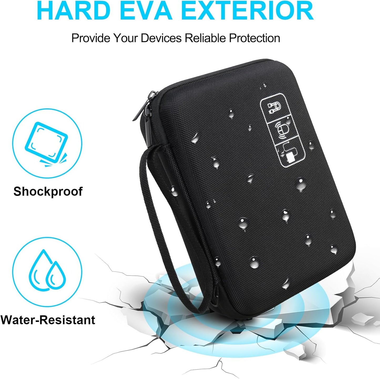 Lacdo Electronic Organizer Electronic Cables Bags Travel Accessories Case Travel Cable for Charger, SD Card, Mouse, Cable, USB Stick, Power Bank Small Bag, Black