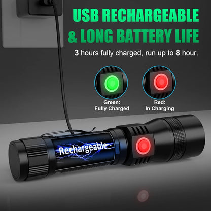Black Light UV Flashlight, 3-in-1 Magnetic Rechargeable Flashlight, High Lumens Zoomable Beam LED Flash Light, 7 Modes Waterproof Tactical Flashlight for Emergencies, Camping, Pet Urine Detection
