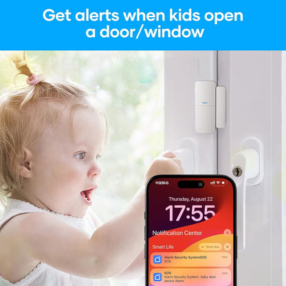 AGSHOME Wireless Home Alarm System, App Push Reminder, DIY Wi-Fi Alarm Kit with 1 Siren, 10Sensors, 2 Remote Controls and 1 Motion Sensor, 1 Keyboard, Home Anti-Theft Works with Alexa