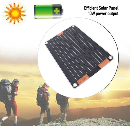 Solar Panel, 15W 5V Portable Monocrystalline Solar Panel Power Charger, Waterproof Portable Power Station with Suction Cup and 2 USB C Ports for Camping Hiking Phone Charging