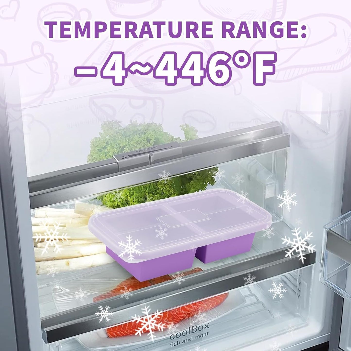 Silicone Freezer Trays with Lid, Soup Cubes Freezer Molds, Silicone Ice Cube Tray, Easy Meal Prep, Silicone Mold for Soup and Food Storage (Violet-4 Cups)