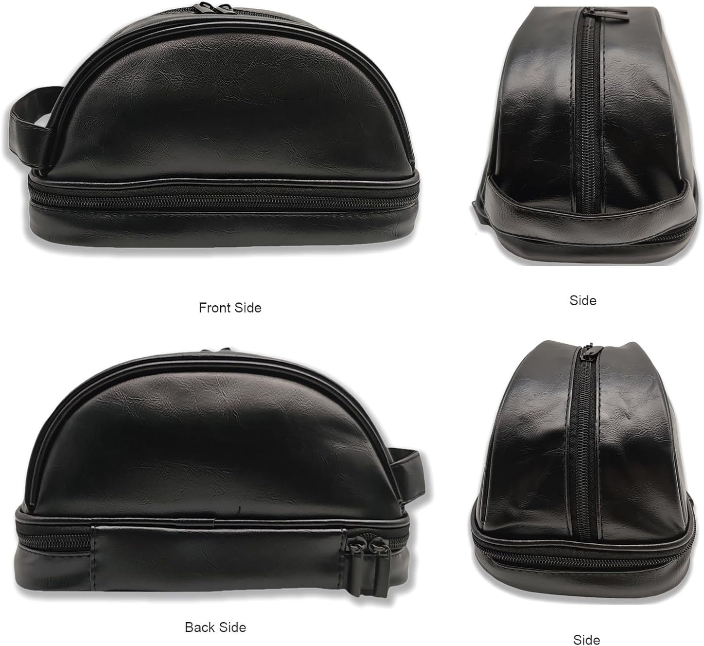MerjorBliss Men Toiletry Bag,Waterproof Dopp kit hygiene bag for travel,leather shaving kit bag for Toiletries Accessories,Organizer for traveling Makeup Bag, Black, 10 inch, Waterproof Toiletry Bag,