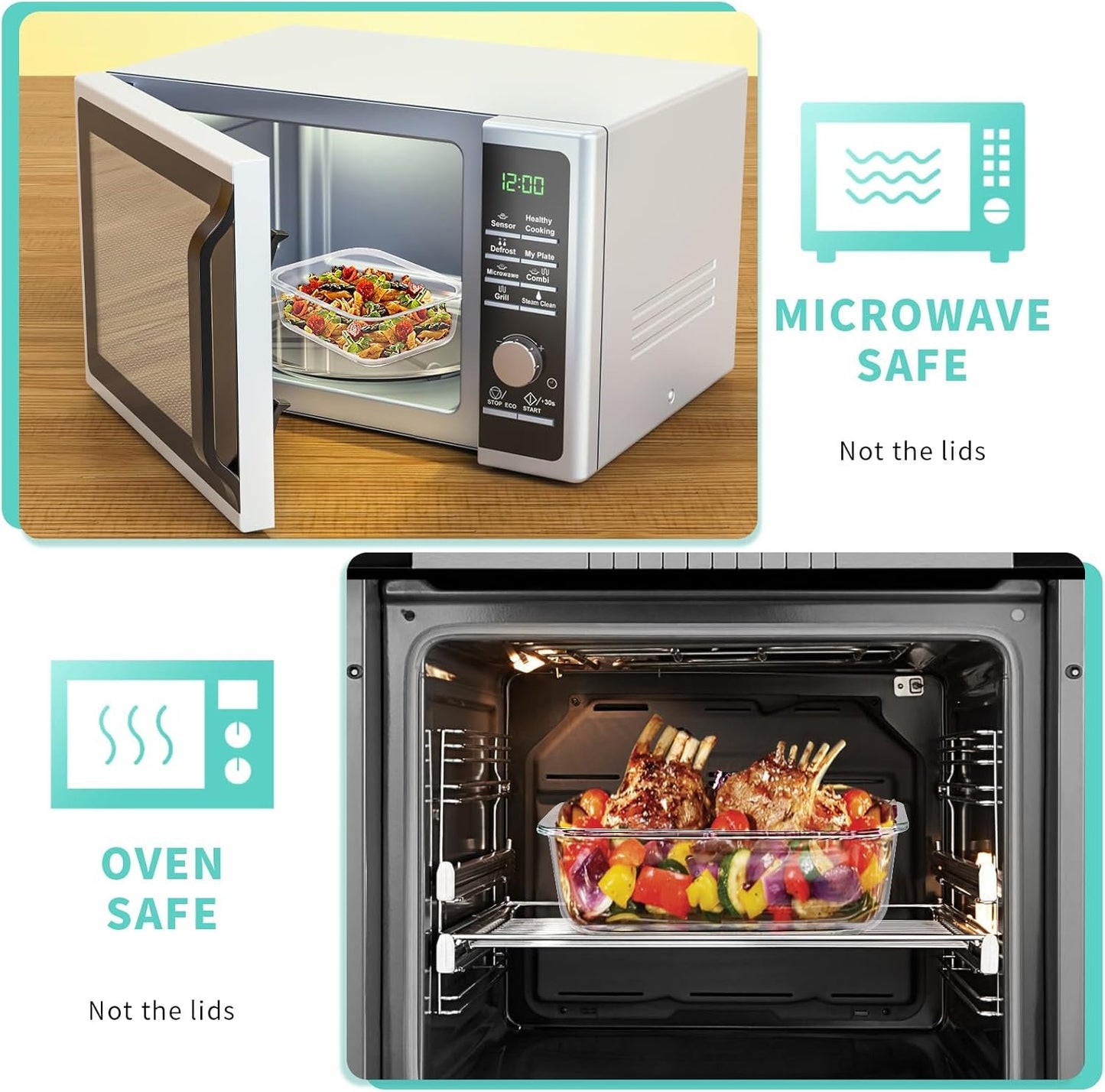 Skroam 10 Pack Glass Food Storage Containers with Lids, Glass Airtight Meal Prep Container Set for Lunch, on the Go, Leftover, Kitchen Pantry Organizers and Storage, BPA Free & Leak Proof