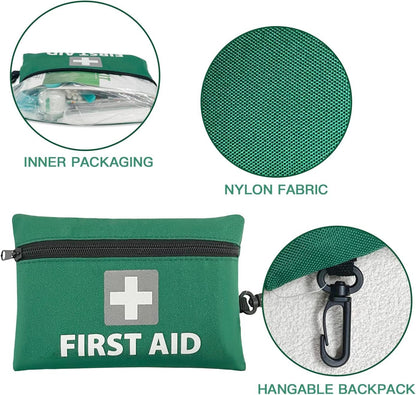 Mini First Aid Kit, 92pcs Small First Aid Kit - Includes Emergency Foil Blanket, Scissors for Travel, Home, Office, Vehicle, Camping, Workplace & Outdoor, ARTG Number 244567 (1 Pack)