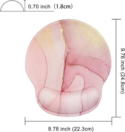 Ergonomic Mouse Pad with Wrist Rest,Small Gaming Gel Mousepad,Office Desk Accessories for Computer Laptop,Work from Home Essentials (Pink Marble)