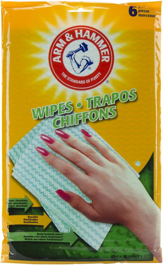 Arm & Hammer Reusable Wipes 6/Pkg-Green
