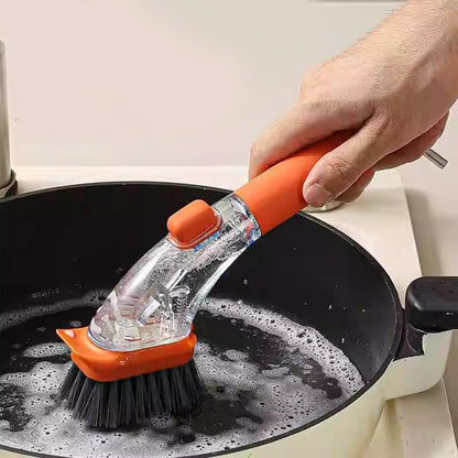 Soap Dispensing Dish Brush, Dish Scrubber Brush, Kitchen Scrub Brush, Handheld Soap Dispensing Brush, Dishes Pots Pans Sink Cleaning Brush for Dishes, Efficient Cleaning Tool for Kitchen Essentials