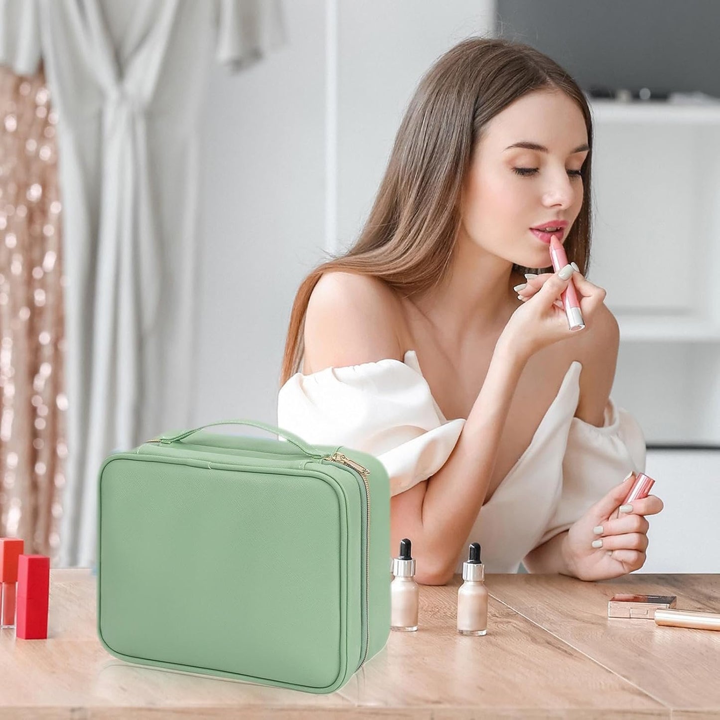 Travel Toiletry Bag with Hook, Hangable Foldable 3-Compartment Organizer, Portable Makeup Pouch with Handle, Spacious Travel Bag for Toiletries and, 1 Piece, Single Attribute, Se rÃ©fÃ©rer au