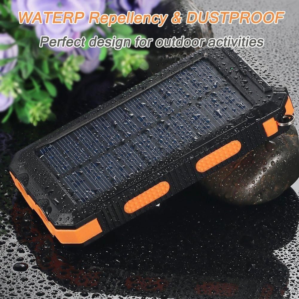HELIOS PRO Solar Charger Power Bank - 20000mAh 74Wh, Qc 3.0 Fast Charging Portable Charger External Battery Pack 5V2.4A, Super Bright Flashlight, Phone, Tablet, USB C, Panel, Camping Outdoors (Orange)