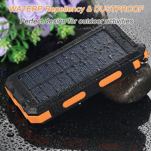 HELIOS PRO Solar Charger Power Bank - 20000mAh 74Wh, Qc 3.0 Fast Charging Portable Charger External Battery Pack 5V2.4A, Super Bright Flashlight, Phone, Tablet, USB C, Panel, Camping Outdoors (Orange)