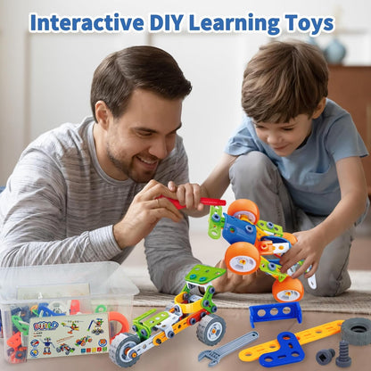 AKILION Toys for 3 4 5 6 Year Old Boys Gifts Kids Toys, 10 in 1 STEM Construction Set Building Toys for Children, Take Apart Helicopter Car Robot Toy with Drill Tool, Educational Learning Game