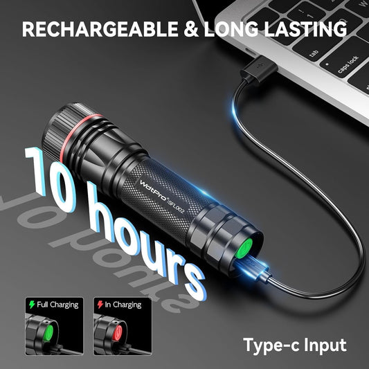 LETMY Rechargeable Flashlights High Lumens, 2 Pack 10H Long Lasting Super Bright EDC Flashlight, LED Mini Tactical Flash Lights for Camping Emergency, Drop & Water Resistant (Battery Included)