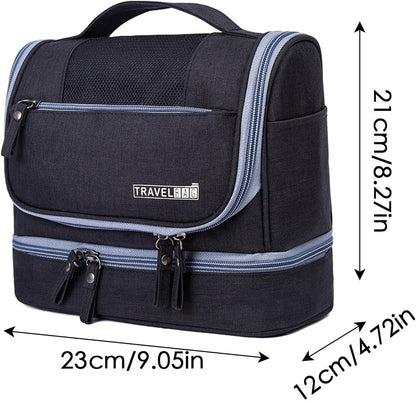 Travel Toiletry Bag, Hygiene Kit Bag, Hanging Toiletry Pouch, Wet and Dry Separation, Storage Organizer with Hook, Compact Design, Easy to Carry for Road Trips, 9.06x4.72x8.27 in