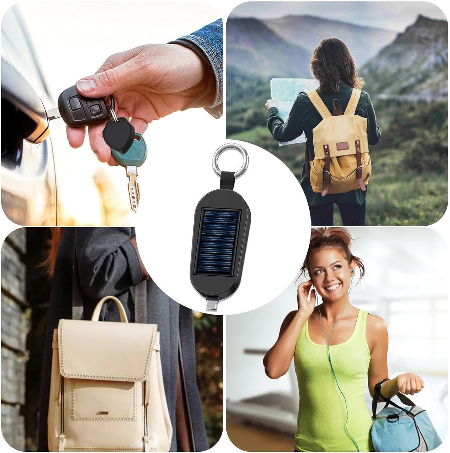 Solar Charger - Solar Powered Keychain Powers Bank, 3000mah Powers Bank | Portable Charger, Wireless Watch Charging, Travel Outdoor Camping Powers Bank, Waterproof Powers Bank