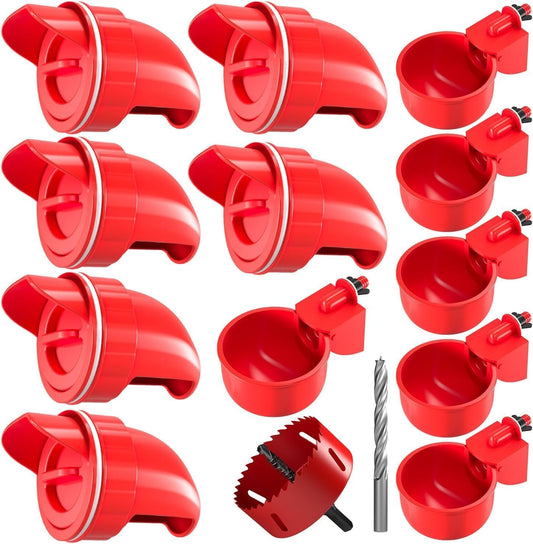 Chicken Feeder No Waste Automatic Poultry Feeder DIY Chicken Feeders and Waterer Set 6 Chicken Feeders Ports with 6 Chicken Water Cups Auto Chicken Feeder Kit