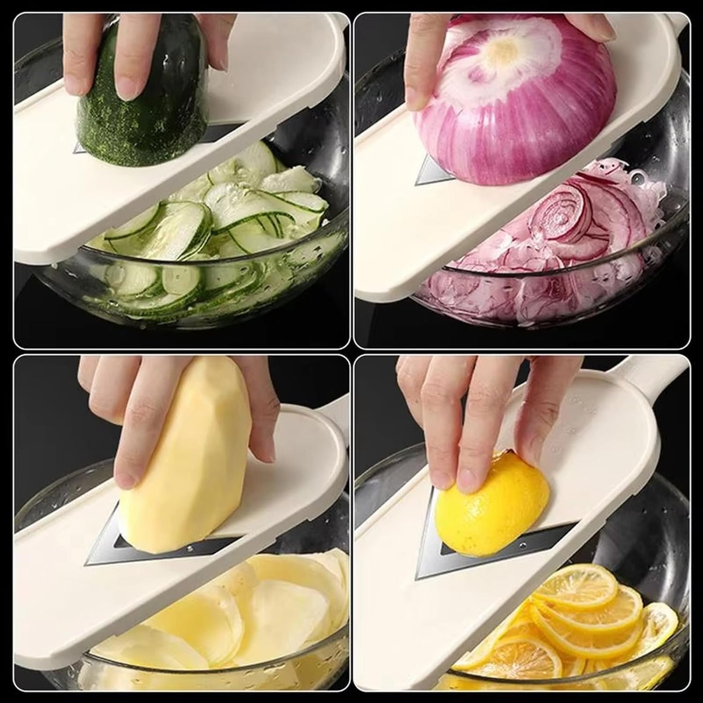 Kitchen Gadget for Quick Food Preps Combining Slicing Shredding and Grating Functions in 1 Tool