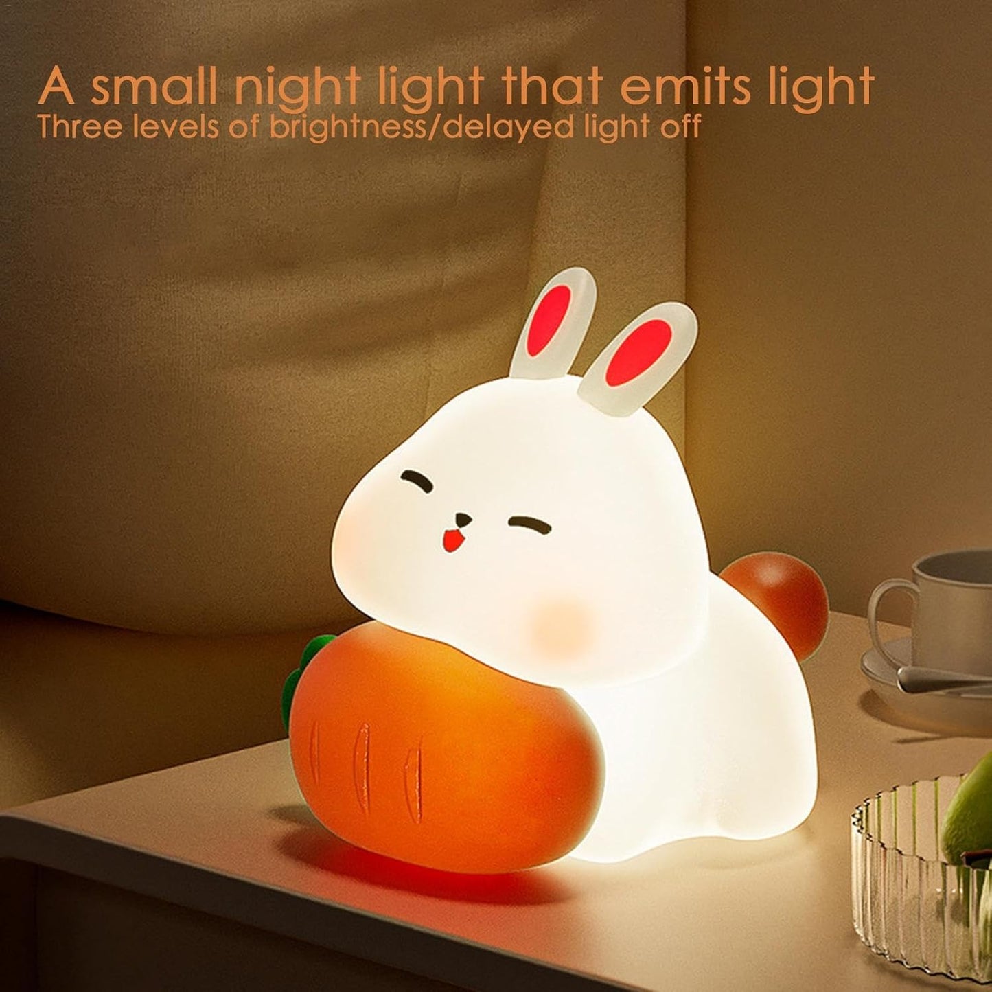 Bunny Lamp,Light Up Bunny - 3 Dimmable, Touch-Sensitive, Rechargeable, Night Light for Kids, Soothing Bedtime Ambience
