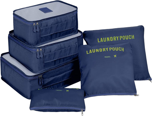 BAYINBROOK 9 Piece Suitcase Organizer, Packing Cube Set, Travel Organizer for Clothes, Cosmetics, Shoes, Intim (Dark Blue)