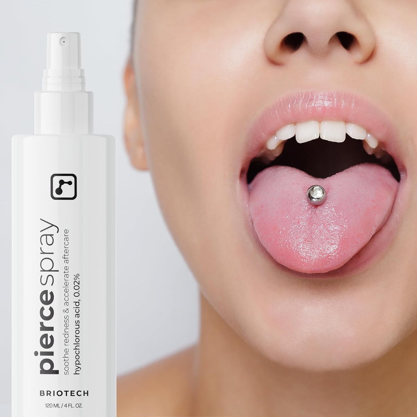 BRIOTECH Pierce Pro Piercing Aftercare Spray, Gentle Hypochlorous Acid Spray, Calm Redness & Itch, Reduce Bumps & Crust, Zero-Contact, No Rinse, No Residue HOCl Spray, 4 fl oz