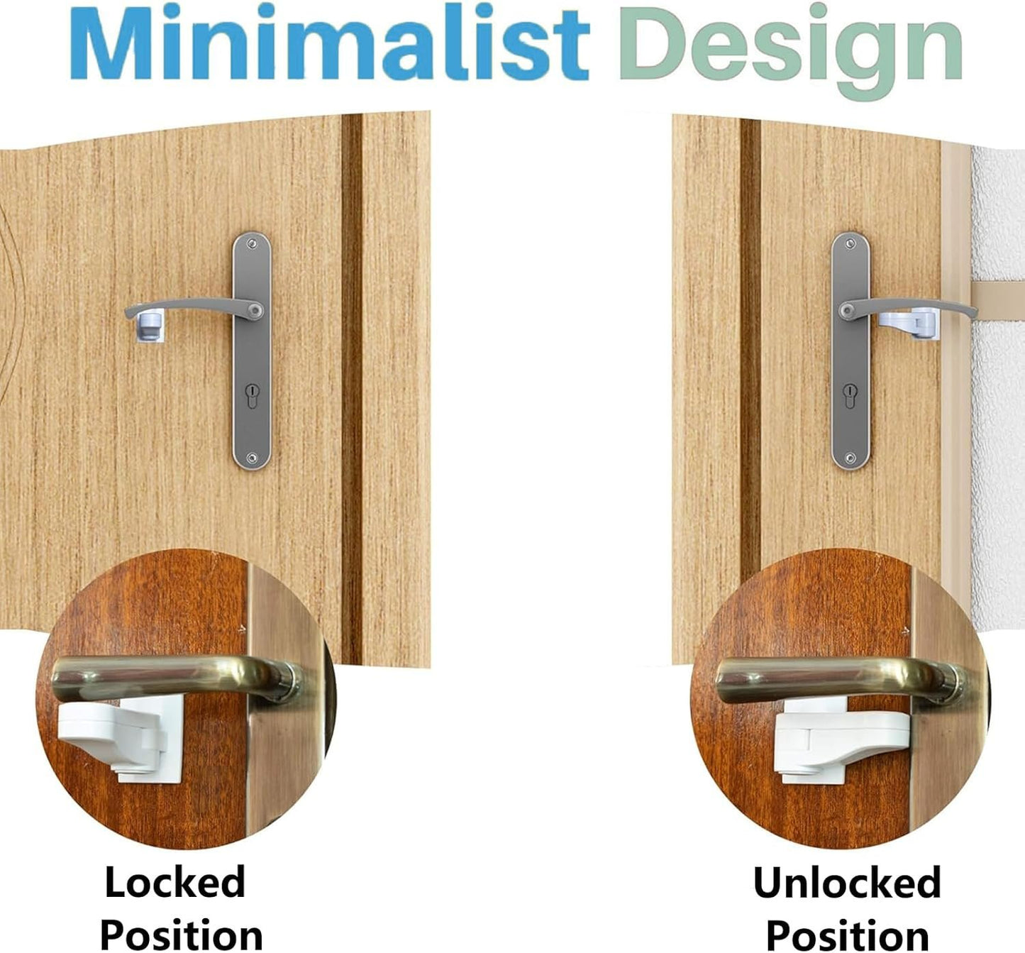 Leyatry Child Safety Locks for Doors. Baby Proof Door Handle Lever, Toddler Lever Locks,3M Adhesive no Tools Need or Drill (White, 4 Pack)