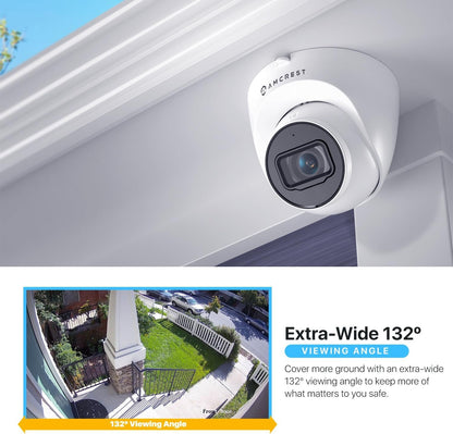 Amcrest 5MP Turret POE Camera, UltraHD Outdoor IP Camera POE with Mic/Audio, 5-Megapixel Security Surveillance Cameras, 98ft NightVision, 132° FOV, MicroSD (256GB), (IP5M-T1179EW-AI-V3)