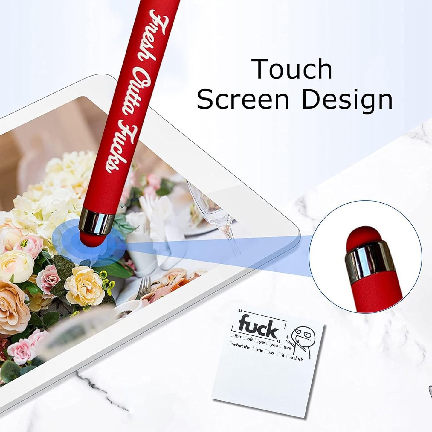 Gag Gifts Pad and Pen, Small Notepad and Pen Set, Fuck Note Pads Ballpoint Pens, Fucks to Give Office Supplies, Desk Accessories for Friends Coworkers Funny Christmas Gifts for Men Women (Black+Red)