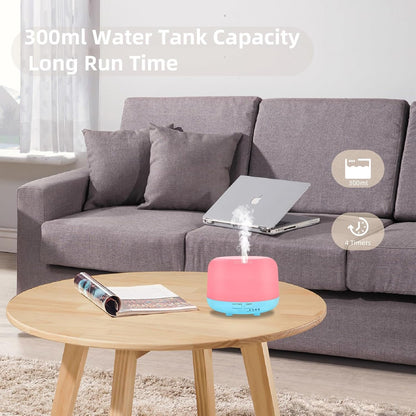 CHOUWEEK 300ML Air Diffuser for Essential Oils, Ultrasonic Aromatherapy Diffuser, Remote Control Aroma Diffuser Humidfer, 7Color Changing LED Light,Auto-Off, Timer for Home, Bedroom, Office, Kids.