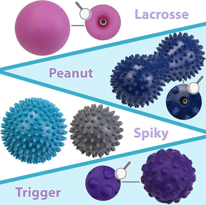 ALPIDEX Massage Balls Set of 5 Balls Lacrosse Feet Triggerpoint Different Degrees of Hardness for Back Legs Feet Hands