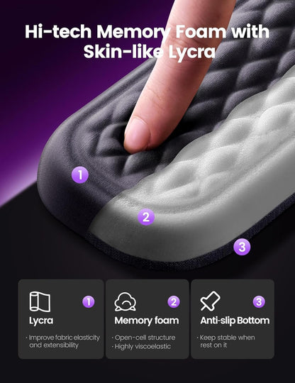 VAYDEER Keyboard and Mouse Wrist Rest Pad Set,Padded Memory Foam Hand Rest Support for Office,Computer,Laptop,Mac Typing,Ghristmas Gift for Man Who Wrist Pain Relief and Repair(Large Set)