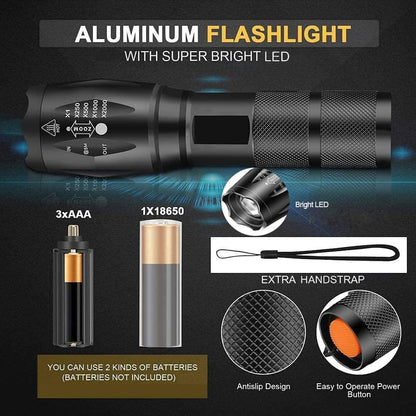 MVIOCS LED Flashlights 3 Pack, Tactical Flashlights High Lumens with 5 Modes, Mini Flashlights, Bright, Zoomable, Waterproof, Powerful for Home & Outdoor Use, Flashlight for Camping, Hiking