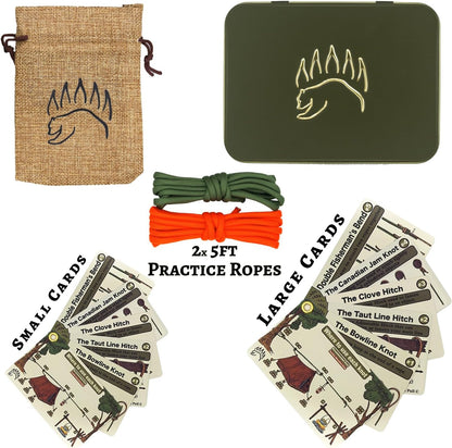 Knot Tying Kit | Camping & Outdoor Knots Edition - by The Bear Essentials Outdoors with Waterproof Knot Cards | for Survival, Camping, Backpacking, Hiking & Scouts
