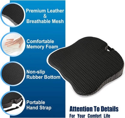 Car Seat Cushion for Driving,Office Chair Cushions Non-Slip Sciatica & Lower Back Tailbone Support Chair Pillow Pad,Memory Foam Seat Cushion for Car Seat Driver Truck Desk Wheelchair