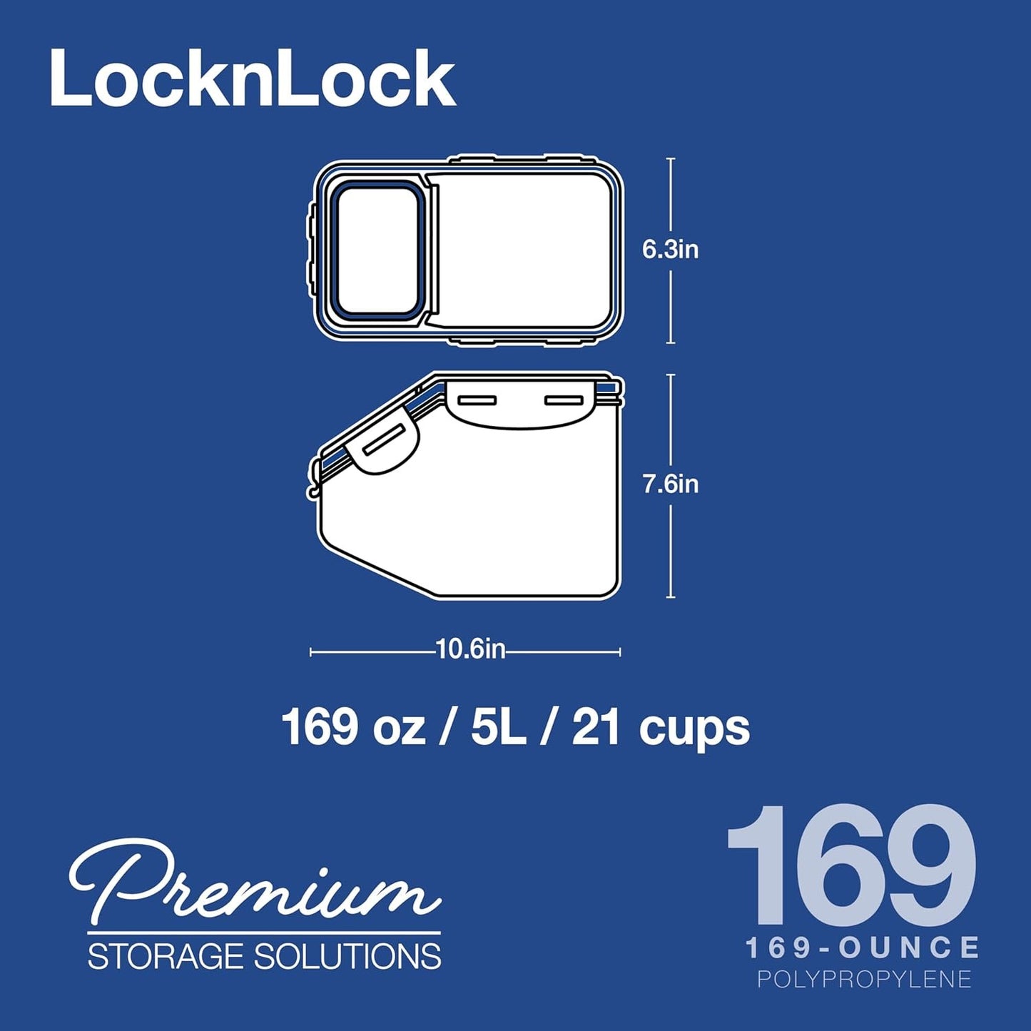 Lock & Lock HPL700 Classic 5 Litre Rice Case, Clear