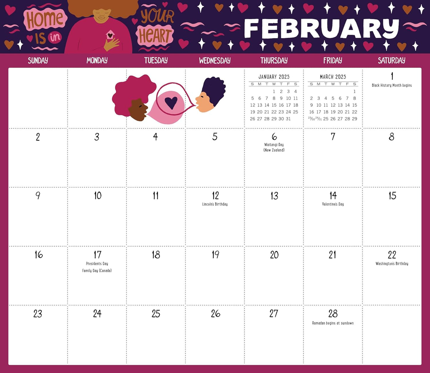 Dream Big Dreams: Inspiration and Organization for 2025: A Magnetic Monthly Calendar for a Fridge, Wall, or Desk