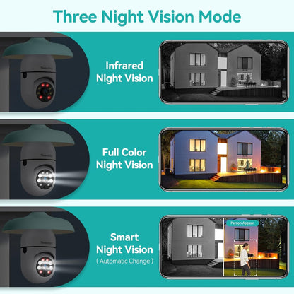 2K/3MP Light Bulb Security Camera, 5G& 2.4GHz WiFi Alexa E27 360° Light Socket Camera for Outdoor, Wireless WiFi Home IP Camera with Motion Tracking Alarm, Color Night Vision,Two-Way Talk