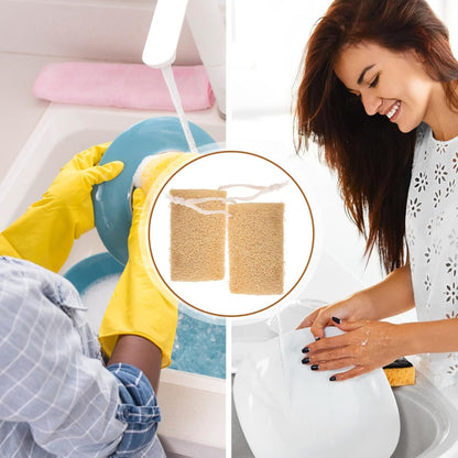 VALICLUD 4Pcs Natural Loofah Scrubber Dish Washing Tool Soft Absorbent Cleaning Sponge for Kitchen Use