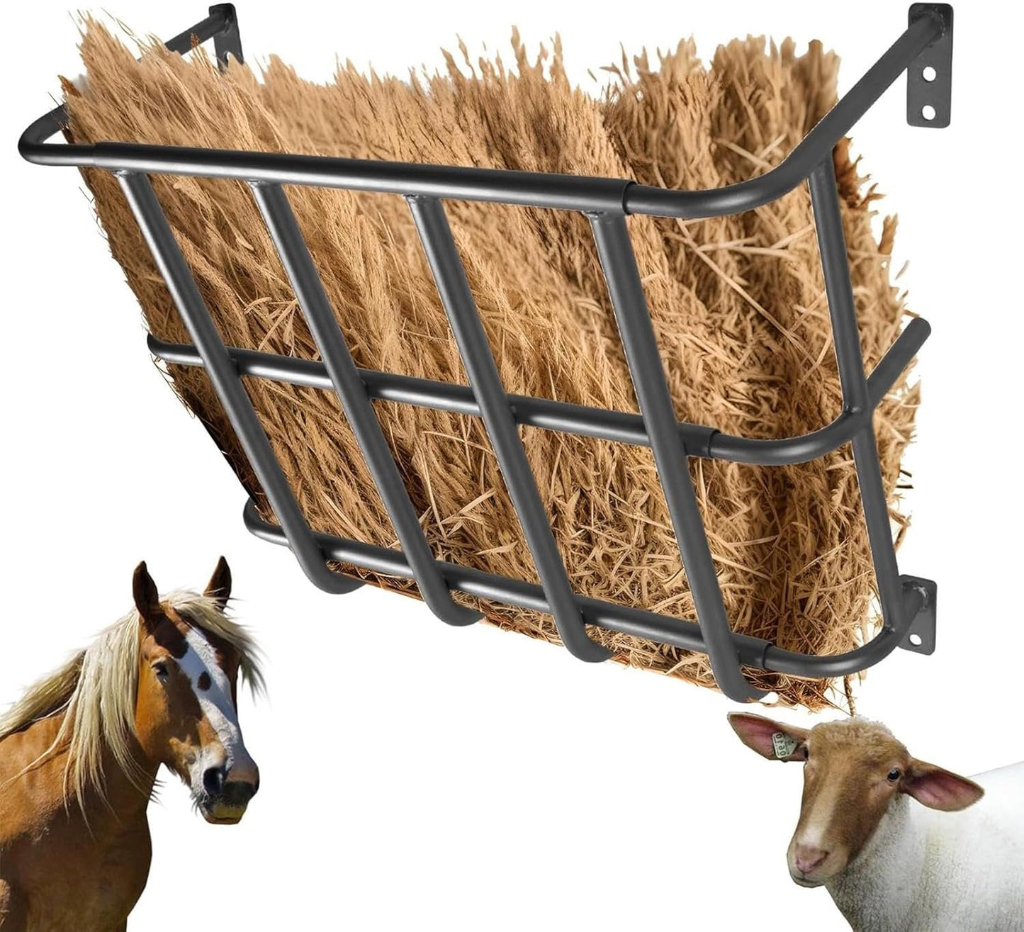 Goat Hay Feeder - 20" H X 24" W X 12.6" D Aluminum Alloy Horse Wall Hay Feeder | Multipurpose Wall Hay Rack | Removable Metal Hangings Hay Feeder for for Sheep | Cattle | Horses | Farms Fences