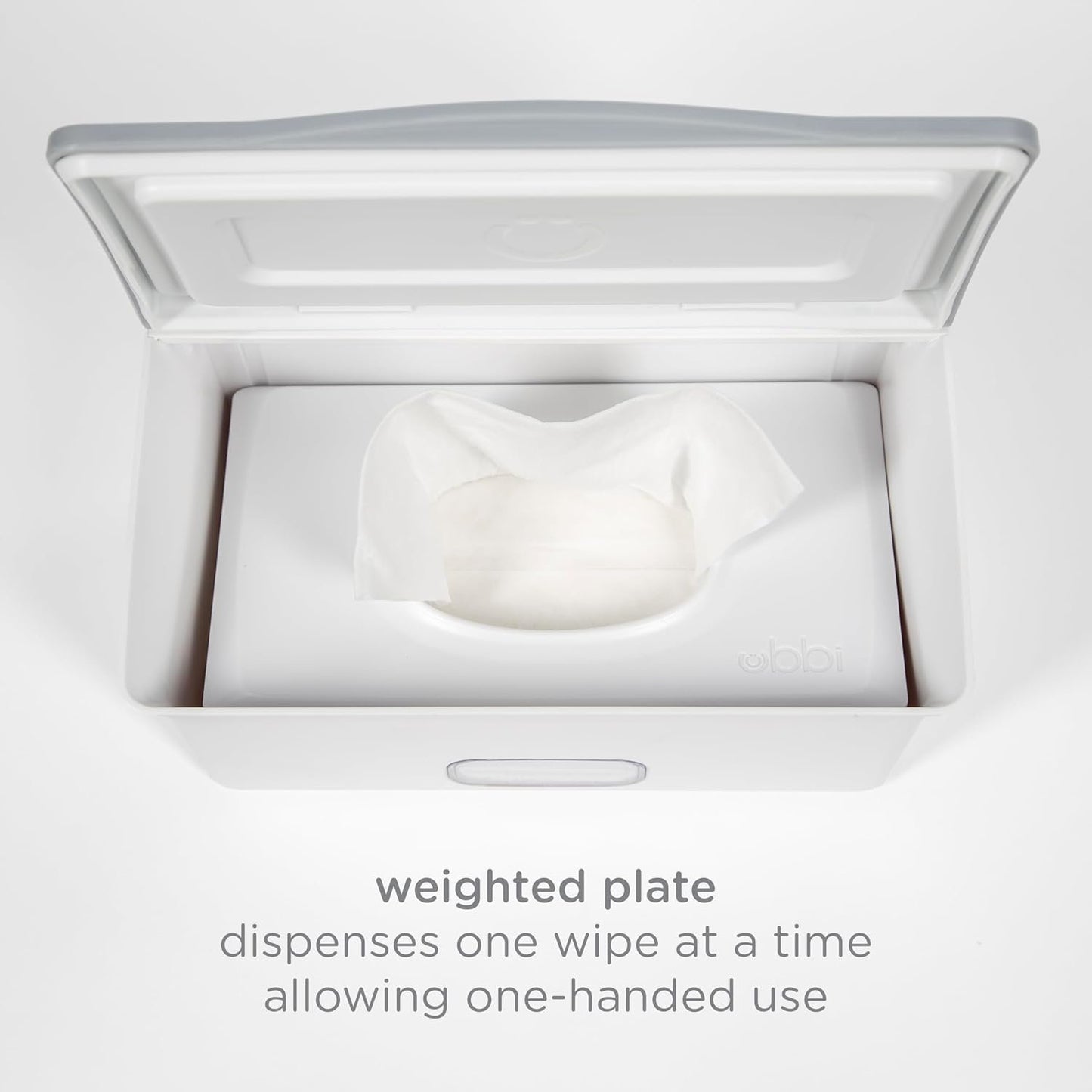 Ubbi Baby Wipes Dispenser with Weighted Plate and Secure Seal, Nursery and Baby Registry Essential to Keep Wipes Fresh, Open Water