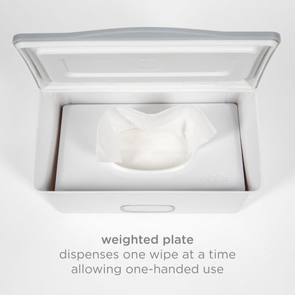 Ubbi Baby Wipes Dispenser with Weighted Plate and Secure Seal, Nursery and Baby Registry Essential to Keep Wipes Fresh, Open Water