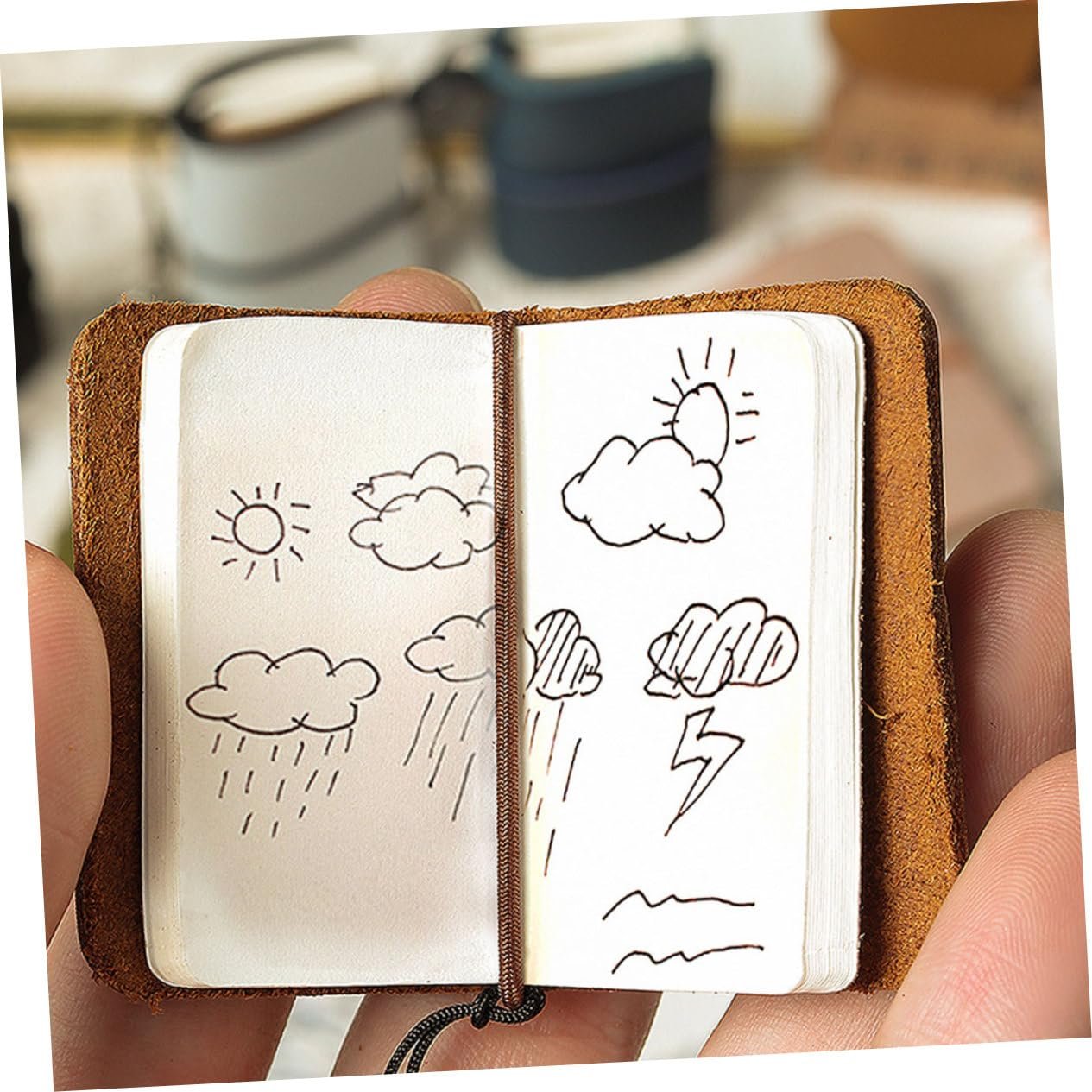 Uonlytech Mini Notebook for Students and Office Workers Practical Portable Stationery for Daily Use School Supplies for Writing Notes and Recording Plans Brown Cowhide Cover